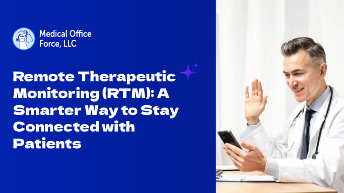 Doctor using digital tablet to monitor patient data remotely, representing Remote Therapeutic Monitoring (RTM) in healthcare.