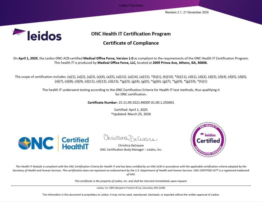ONC Certificate