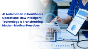 Healthcare administrative team using AI automation dashboard for patient scheduling and front-desk workflow management.