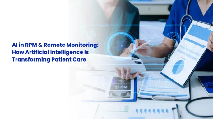 AI-powered remote patient monitoring dashboard analyzing real-time patient health data and blood pressure trends