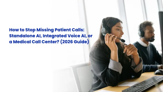 Side-by-side comparison matrix of Standalone Voice AI, Integrated Voice AI, and Medical Call Center solutions for medical practices.